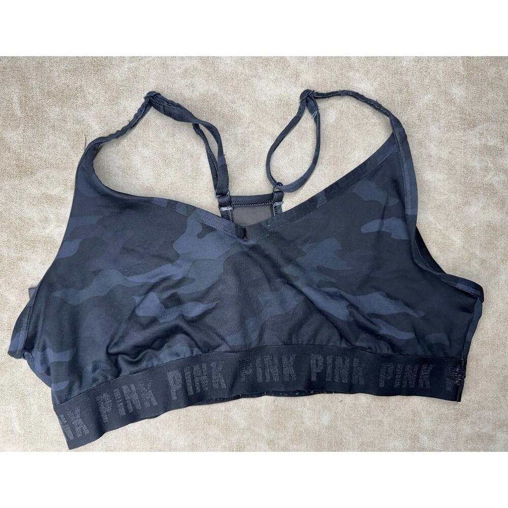 PINK Active Victoria Secret Woman Black Sports Bra SZ LARGE